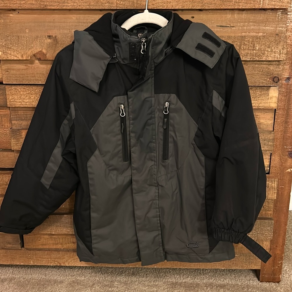 Boys CB Sports Black & Gray Winter Hooded Coat Size 8